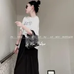 Sét pull trắng chữ 8 + chân váy midi đen xoè