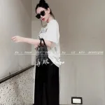 Sét pull trắng chữ 8 + chân váy midi đen xoè