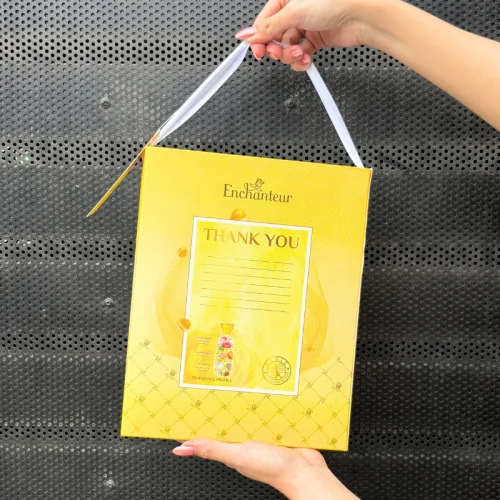 Set Quà Tặng Cao Cấp Enchanteur Deluxe Hương Nước Hoa Pháp + Lăn Khử Mùi (Set Màu Vàng)
