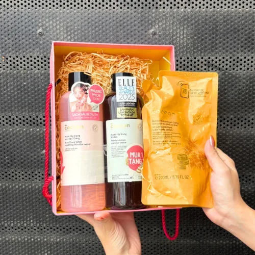 Set Quà Tặng Nước Tẩy Trang Sen Hậu Giang 500ml & Nước Tẩy Trang Bí Đao Cocoon 500ml & Tẩy Tế Bào Chết Body Đường Thốt Nốt An Giang 200ml