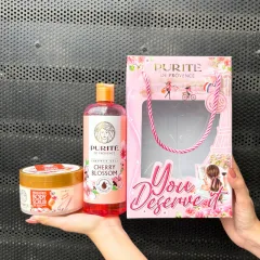 Set Quà Tặng Purité De Prôvence Gồm Sữa Tắm & Tẩy Tế Bào Chết Body Hương Hoa Anh Đào