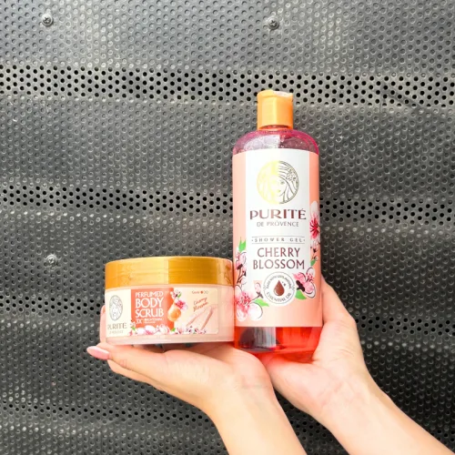 Set Quà Tặng Purité De Prôvence Gồm Sữa Tắm & Tẩy Tế Bào Chết Body Hương Hoa Anh Đào