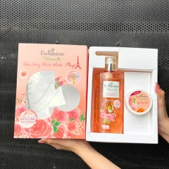 Set Quà Tặng Sữa Tắm Enchanteur Naturelle Hương Hoa Hồng & Tẩy Tế Bào Chết Body (Set Màu Cam)
