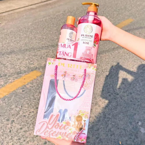 Set Quà Tặng Sữa Tắm Purité Hương Hoa Hồng Rose 850ml + Sữa Tắm Purité Hương Anh Đào Cherry Blossoms 250ml