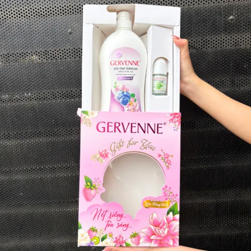 Set Quà Tặng Sữa Tắm Trắng Da Hương Nước Hoa Gervenne & Lăn Khử Mùi Gervenne