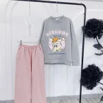 Sét quần hồng + áo len xám