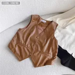 Sét sơ mi nude cổ sen + ghi lê nâu da + short đen