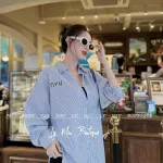 Sét sơ mi sọc xanh miu + short đen