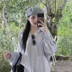 Sét sơ mi sọc xanh miu + short đen