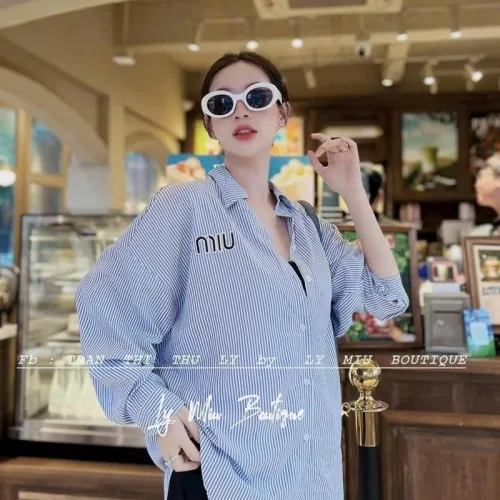 Sét sơ mi sọc xanh miu + short đen