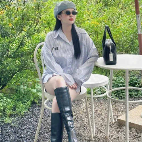 Sét sơ mi sọc xanh miu + short đen