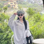 Sét sơ mi sọc xanh miu + short đen