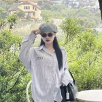 Sét sơ mi sọc xanh miu + short đen