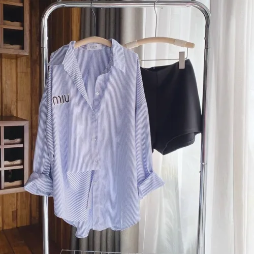 Sét sơ mi sọc xanh miu + short đen