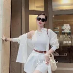 Sét sơ mi trắng 4 món khoác sơ mi kèm áo ba lỗ short