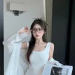Sét sơ mi trắng đầm balo