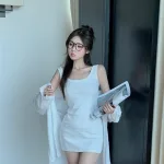 Sét sơ mi trắng đầm balo