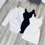 Sét sơ mi trắng đầm balo