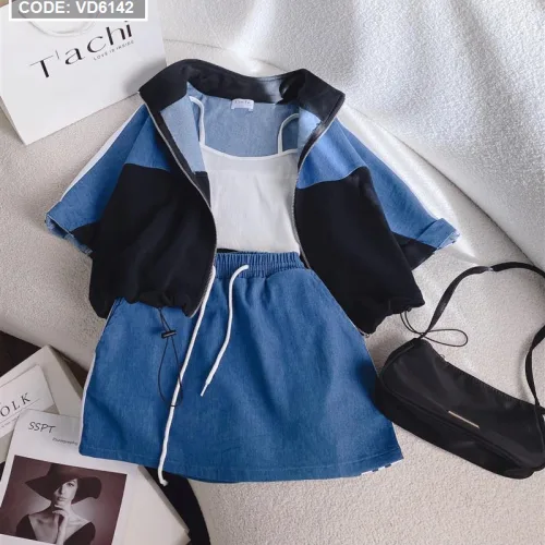 Sét thể thao phối màu rút eo short