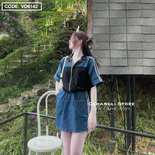 Sét thể thao phối màu rút eo short