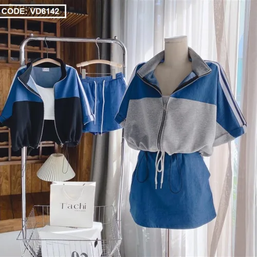 Sét thể thao phối màu rút eo short