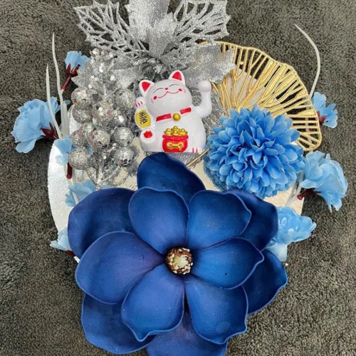 Set Trang Trí Hoa Mộc Lan - Mẹt Tre Hoa Treo Tường - Phên Tre Trang Trí Tết