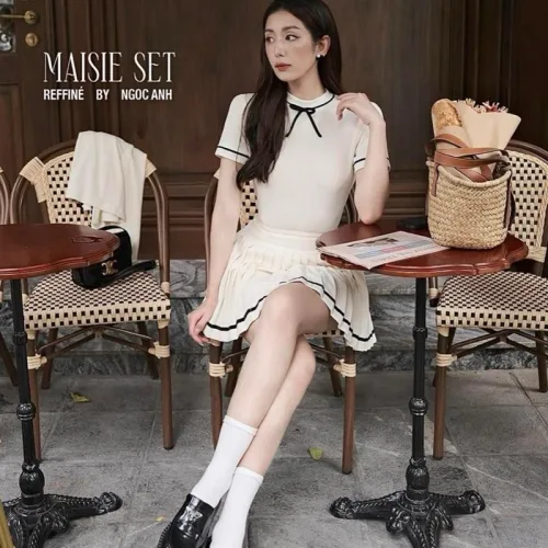 Sét xếp ly viền phối 2 màu