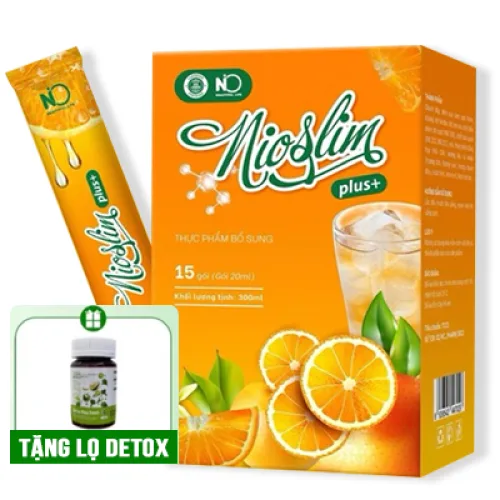 Siro giảm cân NioSlim Plus +  Vị Cam Thơm Ngon 15 Gói - Tặng 1 Hũ Detox Rau Xanh