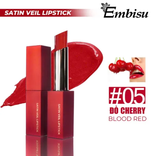 Son Môi Sáp Lì Hàn Quốc Embisu Satin Veil Lipstick - 6 Màu