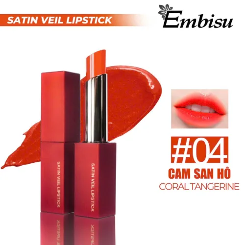 Son Môi Sáp Lì Hàn Quốc Embisu Satin Veil Lipstick - 6 Màu