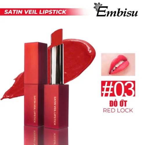 Son Môi Sáp Lì Hàn Quốc Embisu Satin Veil Lipstick - 6 Màu