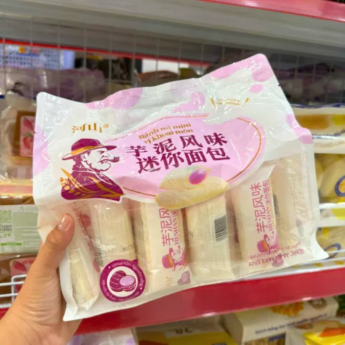 Bánh Mì Sữa Chua Khoai Môn HESHAN 360g - Bánh Sữa Chua Ông Già Mini (Bịch 20 Gói)