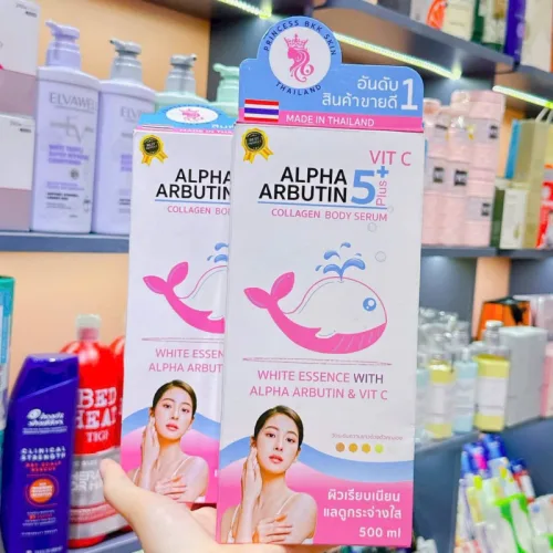 Sữa Dưỡng Thể Alpha Arbutin 5Plus+ Vit C Collagen Body Serum Princess Bkk Skin ThaiLand 500ml Có Tem