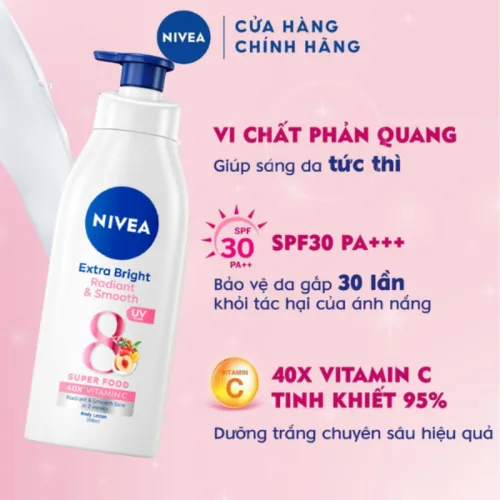 Sữa Dưỡng Thể Nivea Dưỡng Da Sáng Mịn 350ml Màu Hồng - Ban Ngày
