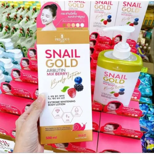 Sữa Dưỡng Thể Precious Skin Thái Lan Snail Gold Arbutin Mixed Berry Hỗ Trợ Dưỡng Sáng Da 500ml