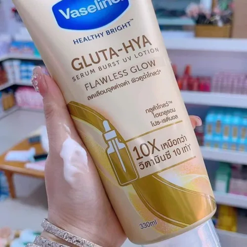Sữa Dưỡng Thể Vaseline 10X Vàng Healthy Bright Gluta Hya Serum Flawless Glow 330ml (Hàng nhập khẩu có tem phụ)