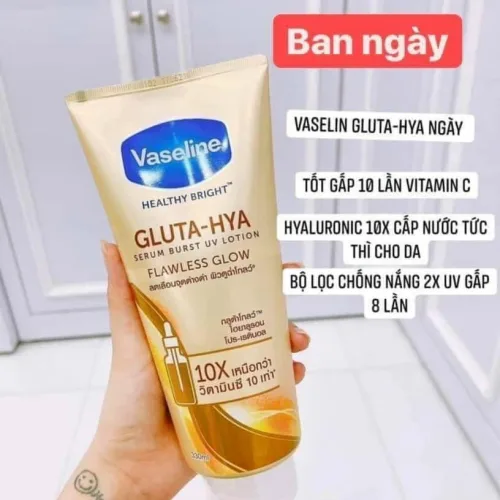 Sữa Dưỡng Thể Vaseline 10X Vàng Healthy Bright Gluta Hya Serum Flawless Glow 330ml (Hàng nhập khẩu có tem phụ)