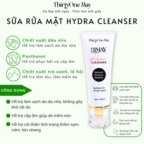 Sữa Rửa Mặt 31may Hydra Cleanser 100ml - Sữa Rửa Mặt Thirty One May Chính Hãng