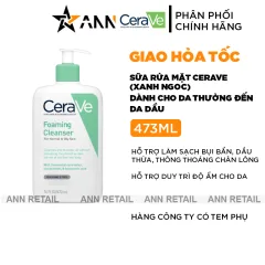 Sữa Rửa Mặt Cerave Foaming Cleanser Xanh Ngọc 473ml - Dành Cho Da Thường Đến Da Dầu