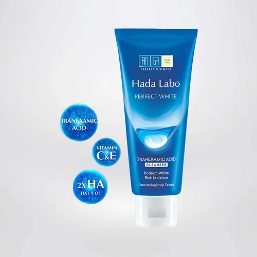 Sữa Rửa Mặt Hada Labo Màu Xanh Dương Perfect White Tranexamic Acid Cleanser 80g