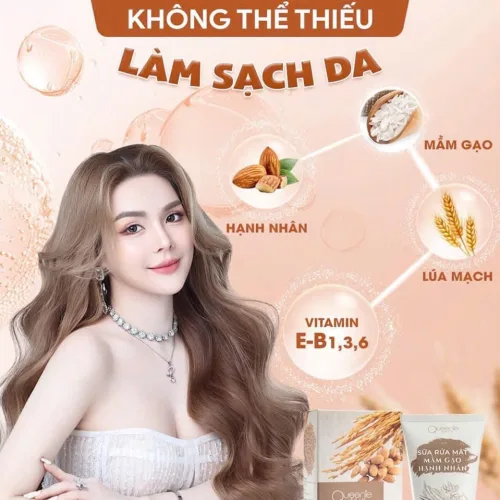 Sữa rửa mặt mầm gạo Queenie Skin giúp loại bỏ các loại bụi bẩn trên da mặt và giữ ẩm cho làn da