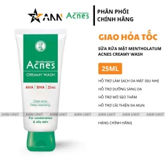 Sữa Rửa Mặt Mentholatum Acnes Creamy Wash 100g - Sữa Rửa Mặt Acnes Dành Cho Da Dầu Nhờn