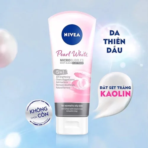 Sữa Rửa Mặt Nivea Đất Sét Ngọc Trai Hỗ Trợ Làm Sáng Da 5 In 1 Màu Xám 100g