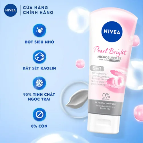 Sữa Rửa Mặt Nivea Đất Sét Ngọc Trai Hỗ Trợ Làm Sáng Da 5 In 1 Màu Xám 100g