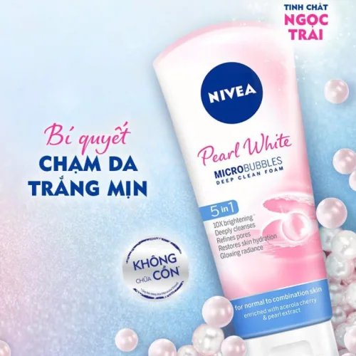 Sữa Rửa Mặt Nivea Tinh Chất Ngọc Trai Hỗ Trợ Làm Sáng Da 5 In 1 Màu Xanh 100g