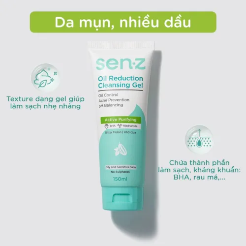 Sữa Rửa Mặt Senz Aqua Boost Cleansing Gel Chiết Xuất Khổ Qua 150ml - Sữa Rửa Mặt Cho Da Dầu Mụn