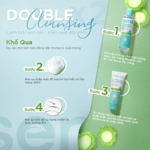 Sữa Rửa Mặt Senz Aqua Boost Cleansing Gel Chiết Xuất Khổ Qua 150ml - Sữa Rửa Mặt Cho Da Dầu Mụn