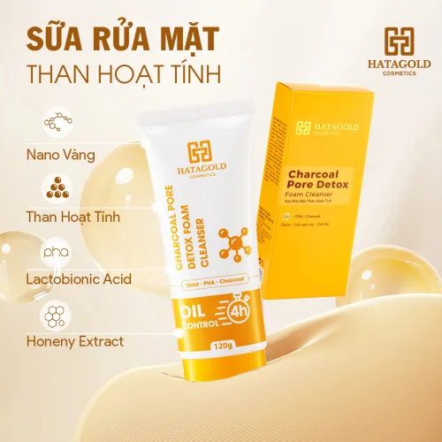 Sữa Rửa Mặt Than Hoạt Tính Hatagold Cosmetics