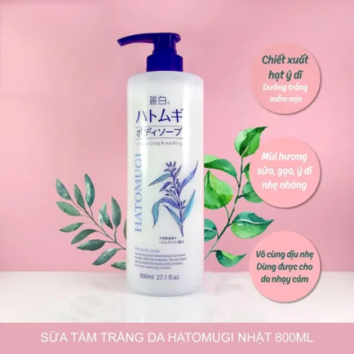 Sữa Tắm Dưỡng Ẩm, Hỗ Trợ Dưỡng Trắng Chiết Xuất Ý Dĩ Nhật Bản Hatomugi Moisturizing & Washing The Body Soap 800ml