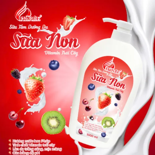 Sữa Tắm Charme Sữa Non Vitamin Trái Cây Hỗ Trợ Cấp Ẩm Dưỡng Sáng Da 1000ml
